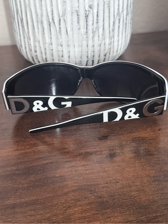 Dolce & Gabbana Accessories - D&G Black Logo Wrap Sunglasses with Silver Accents